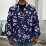 Pink Sakura Cherry Blossom Pattern Print Men's Shirt Jacket