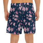 Pink Sakura Cherry Blossom Pattern Print Men's Split Running Shorts