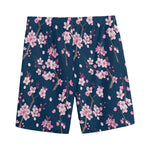 Pink Sakura Cherry Blossom Pattern Print Men's Sports Shorts