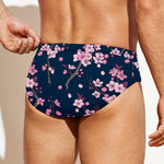 Pink Sakura Cherry Blossom Pattern Print Men's Swim Briefs