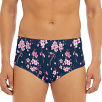 Pink Sakura Cherry Blossom Pattern Print Men's Triangle Swim Briefs