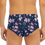 Pink Sakura Cherry Blossom Pattern Print Men's Triangle Swim Briefs
