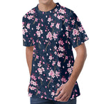 Pink Sakura Cherry Blossom Pattern Print Men's Velvet T-Shirt