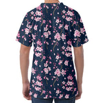 Pink Sakura Cherry Blossom Pattern Print Men's Velvet T-Shirt
