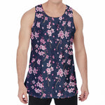 Pink Sakura Cherry Blossom Pattern Print Men's Velvet Tank Top