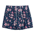 Pink Sakura Cherry Blossom Pattern Print Mesh Shorts