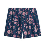 Pink Sakura Cherry Blossom Pattern Print Mesh Shorts