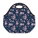 Pink Sakura Cherry Blossom Pattern Print Neoprene Lunch Bag