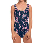 Pink Sakura Cherry Blossom Pattern Print One Piece Swimsuit