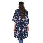 Pink Sakura Cherry Blossom Pattern Print Open Front Beach Cover Up