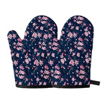 Pink Sakura Cherry Blossom Pattern Print Oven Mitts