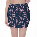 Pink Sakura Cherry Blossom Pattern Print Pencil Mini Skirt
