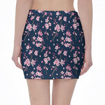 Pink Sakura Cherry Blossom Pattern Print Pencil Mini Skirt