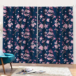 Pink Sakura Cherry Blossom Pattern Print Pencil Pleat Curtains