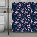 Pink Sakura Cherry Blossom Pattern Print Polyester Shower Curtain