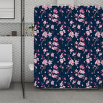 Pink Sakura Cherry Blossom Pattern Print Polyester Shower Curtain