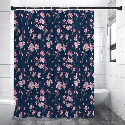 Pink Sakura Cherry Blossom Pattern Print Premium Shower Curtain