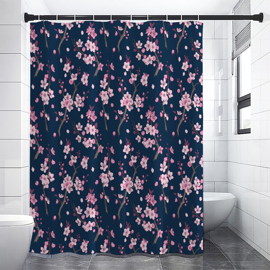 Pink Sakura Cherry Blossom Pattern Print Premium Shower Curtain
