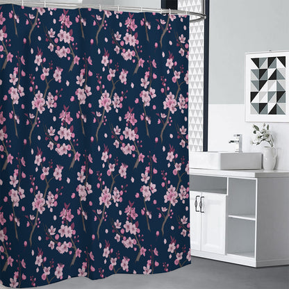 Pink Sakura Cherry Blossom Pattern Print Premium Shower Curtain