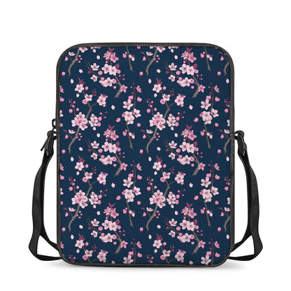 Pink Sakura Cherry Blossom Pattern Print Rectangular Crossbody Bag