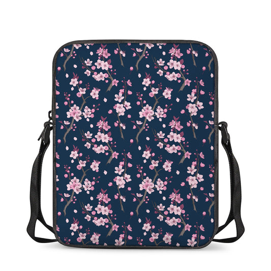 Pink Sakura Cherry Blossom Pattern Print Rectangular Crossbody Bag