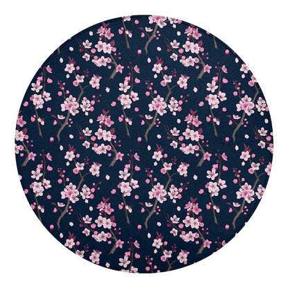 Pink Sakura Cherry Blossom Pattern Print Round Blanket