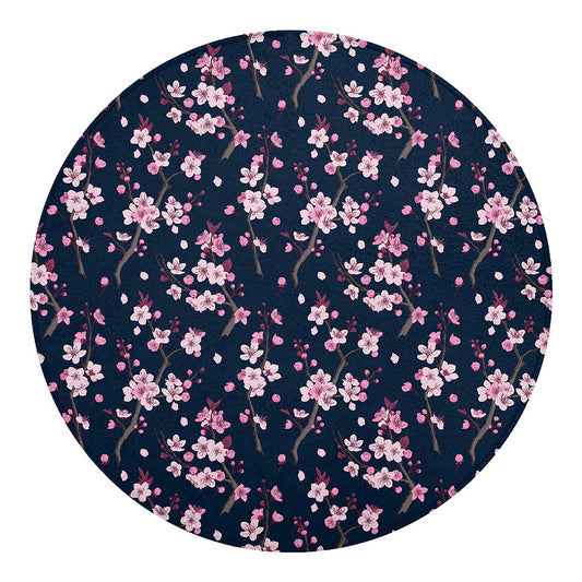 Pink Sakura Cherry Blossom Pattern Print Round Blanket