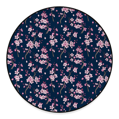 Pink Sakura Cherry Blossom Pattern Print Round Floor Mat