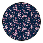 Pink Sakura Cherry Blossom Pattern Print Round Floor Mat