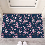 Pink Sakura Cherry Blossom Pattern Print Rubber Doormat