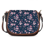 Pink Sakura Cherry Blossom Pattern Print Saddle Bag