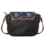 Pink Sakura Cherry Blossom Pattern Print Saddle Bag