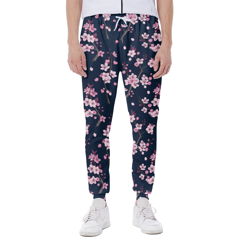Pink Sakura Cherry Blossom Pattern Print Scuba Joggers