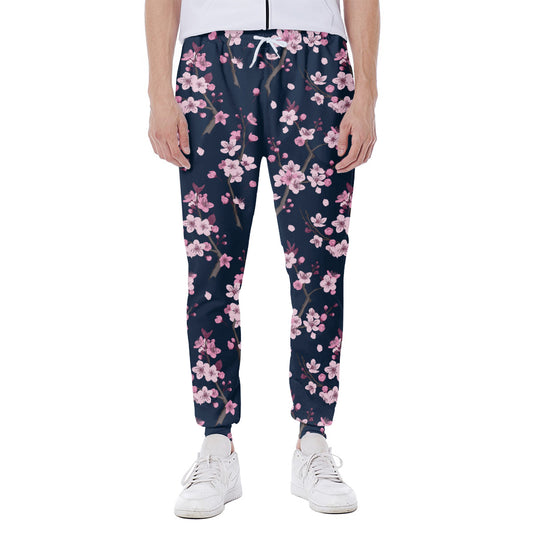 Pink Sakura Cherry Blossom Pattern Print Scuba Joggers