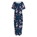 Pink Sakura Cherry Blossom Pattern Print Short Sleeve Long Nightdress