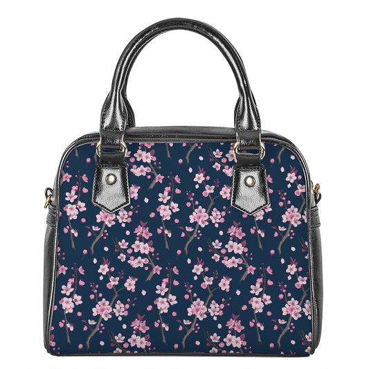 Pink Sakura Cherry Blossom Pattern Print Shoulder Handbag