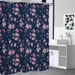 Pink Sakura Cherry Blossom Pattern Print Shower Curtain