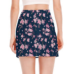 Pink Sakura Cherry Blossom Pattern Print Side Slit Mini Skirt