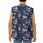 Pink Sakura Cherry Blossom Pattern Print Sleeveless Baseball Jersey