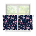 Pink Sakura Cherry Blossom Pattern Print Tier Curtains