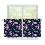 Pink Sakura Cherry Blossom Pattern Print Tier Curtains