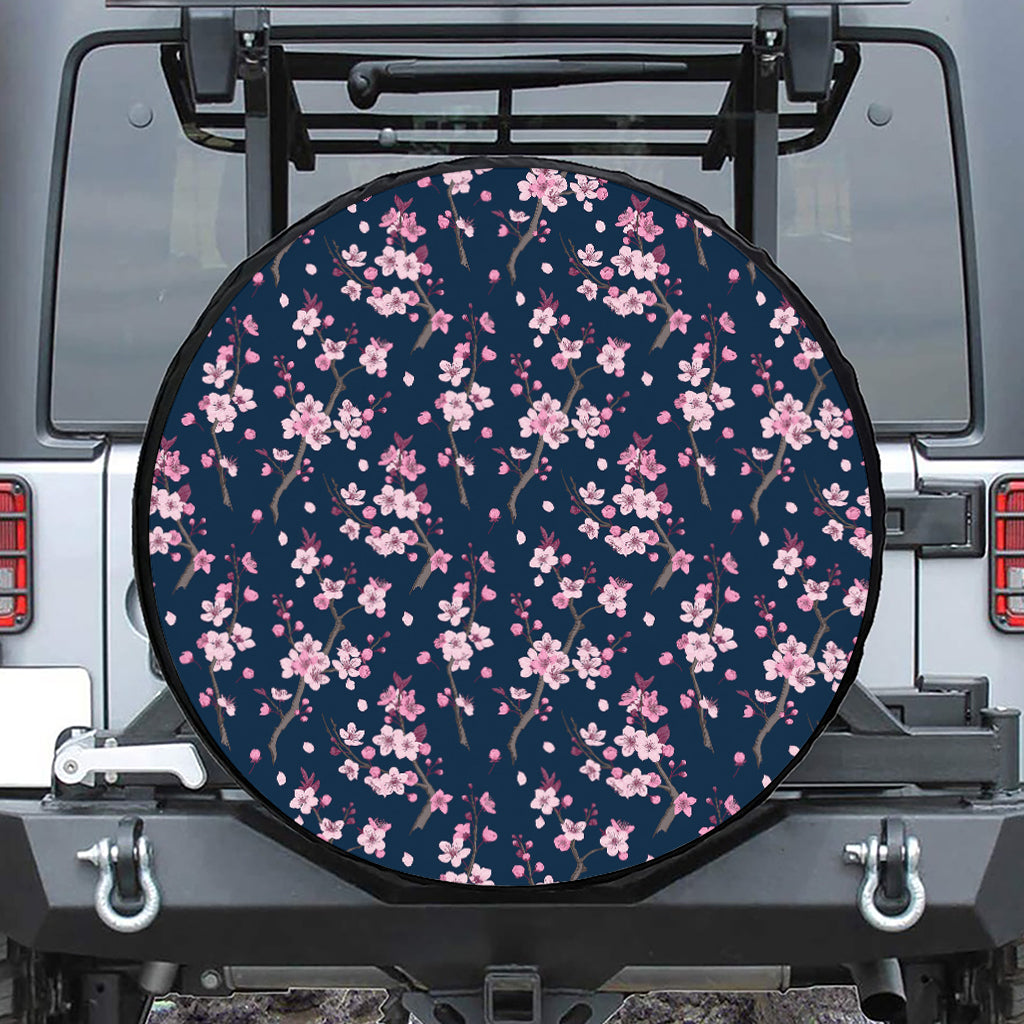 Pink Sakura Cherry Blossom Pattern Print Tire Cover