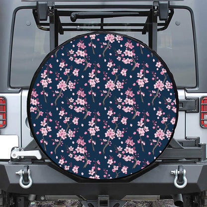 Pink Sakura Cherry Blossom Pattern Print Tire Cover