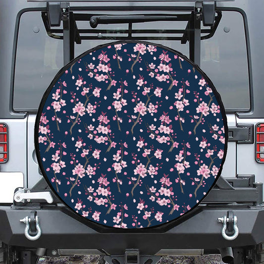 Pink Sakura Cherry Blossom Pattern Print Tire Cover