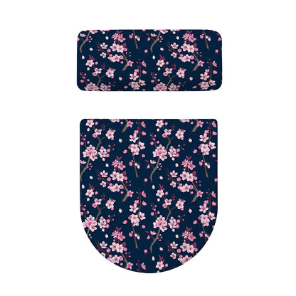 Pink Sakura Cherry Blossom Pattern Print Toilet Lid And Tank Cover Set