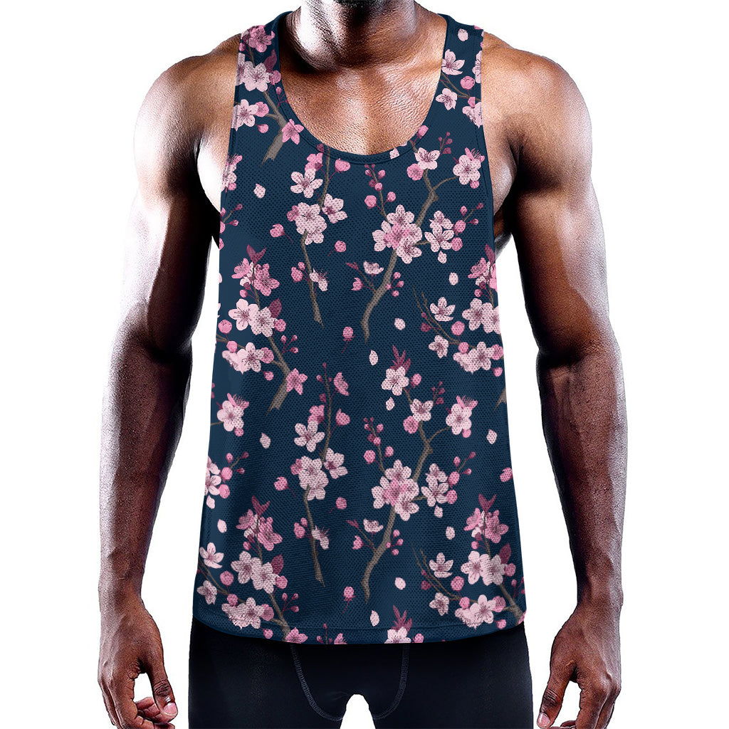 Pink Sakura Cherry Blossom Pattern Print Training Tank Top