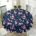 Pink Sakura Cherry Blossom Pattern Print Waterproof Round Tablecloth