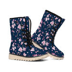 Pink Sakura Cherry Blossom Pattern Print Winter Boots