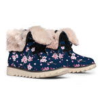 Pink Sakura Cherry Blossom Pattern Print Winter Boots