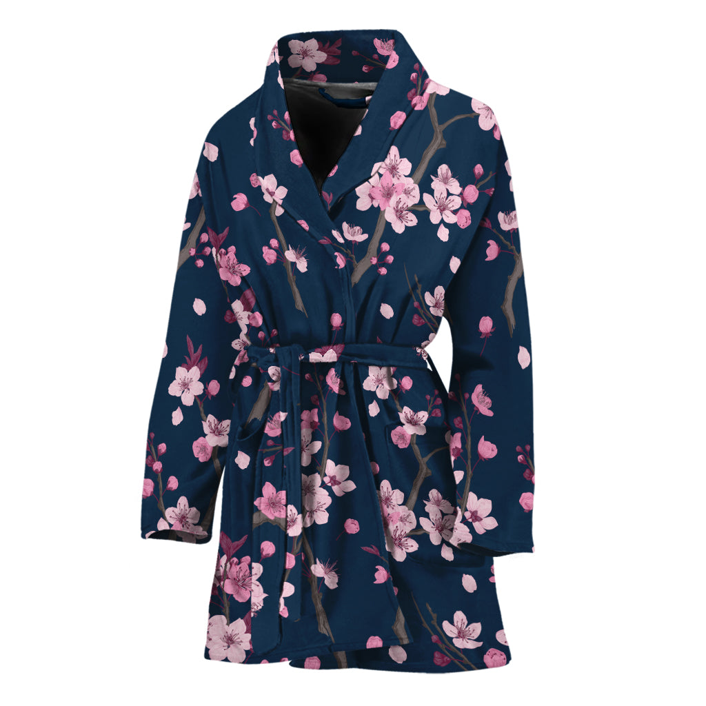 Pink Sakura Cherry Blossom Pattern Print Women's Bathrobe